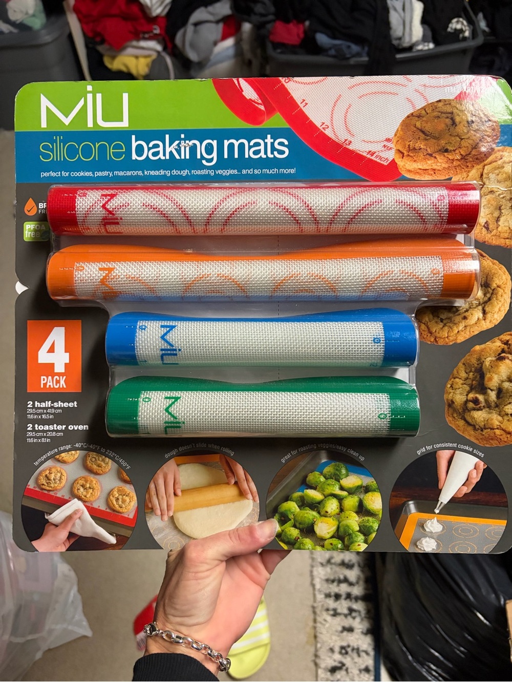 Mi Silicone Baking Mats 4-Pack – Red, Orange, Blue, Green